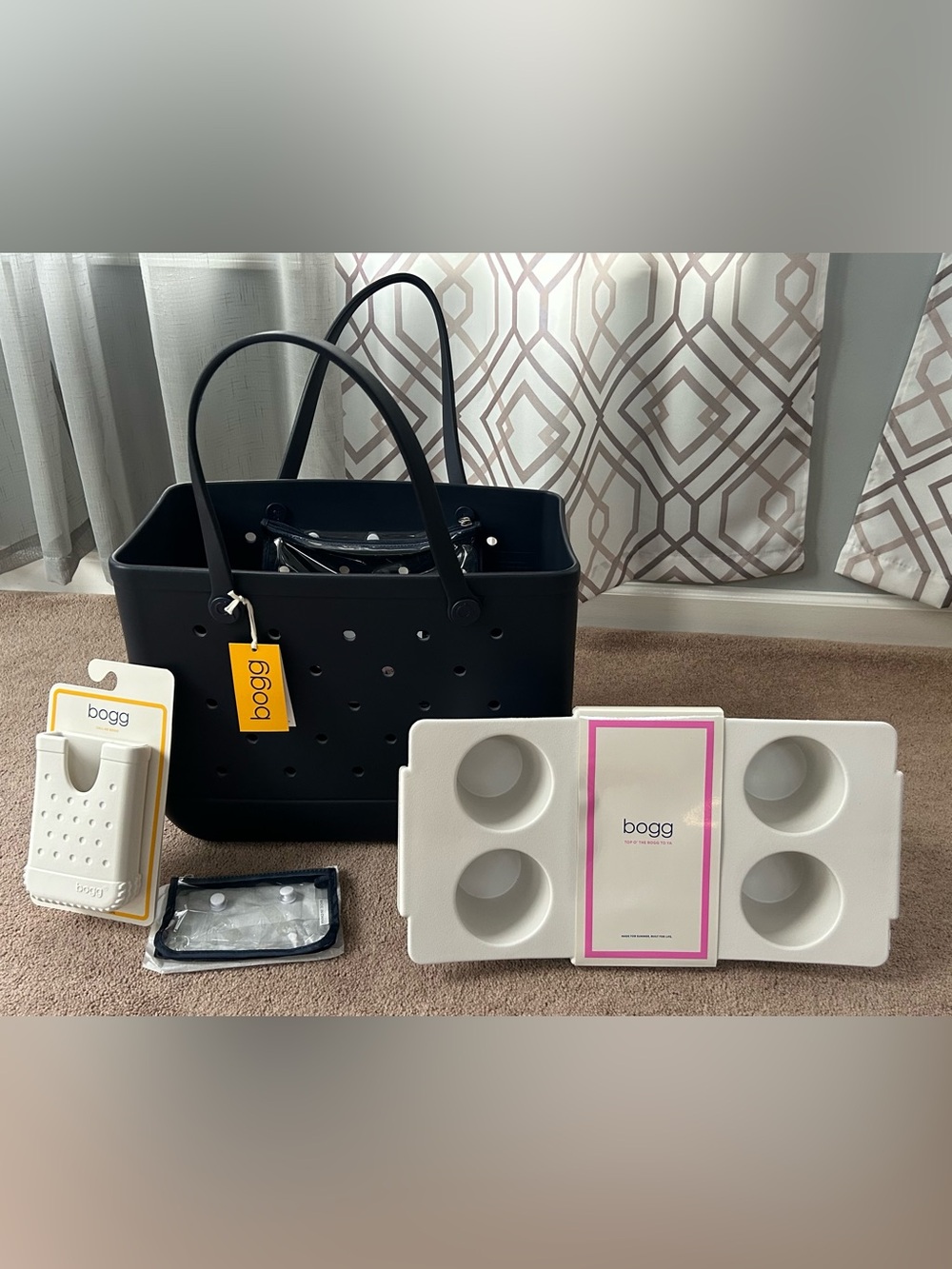 Bogg Bag Large Tote with Accessories in Navy Blue